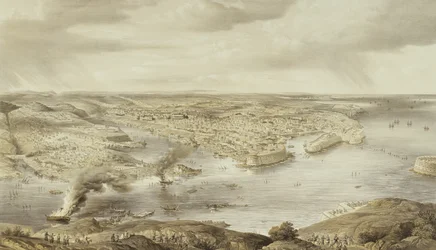 Les ruines ensanglantées de Sébastopol, 10 septembre 1855, gravé par Day et Son, publié en 1857